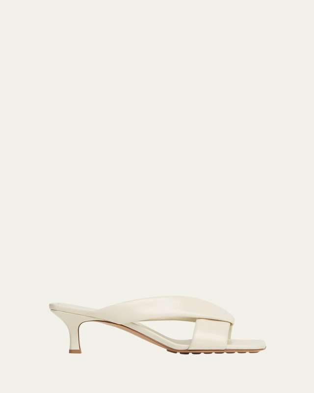 Riva Crisscross Nappa Leather Kitten Heel Mules